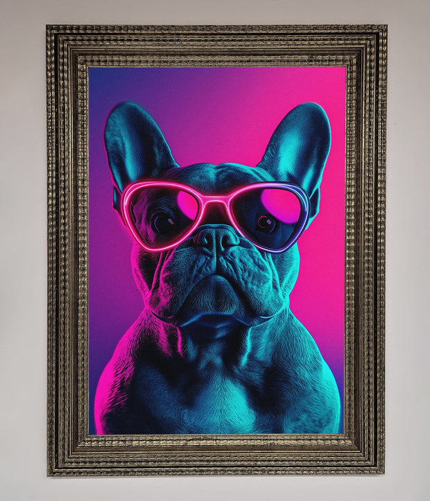 Neon French Bulldog Framed Wall Art-16