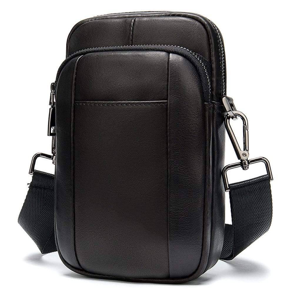 New Fashion Genuine Leather Men's Daily Use Belt Mobile Waist Cossbody Sport Shoulder Bags.-1