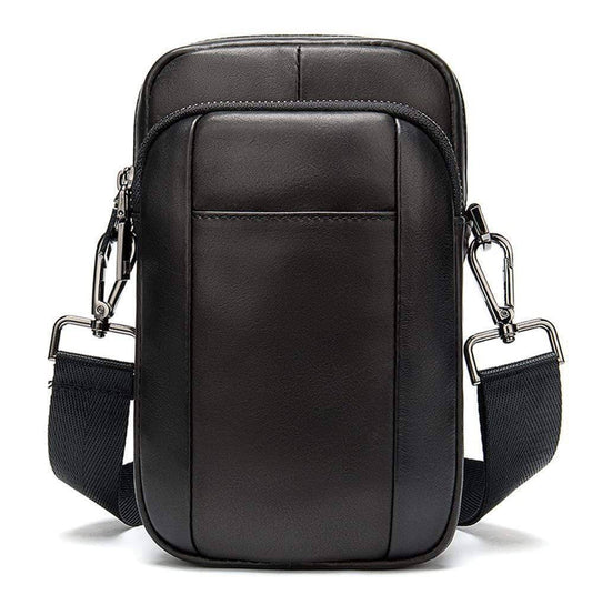 New Fashion Genuine Leather Men's Daily Use Belt Mobile Waist Cossbody Sport Shoulder Bags.-0