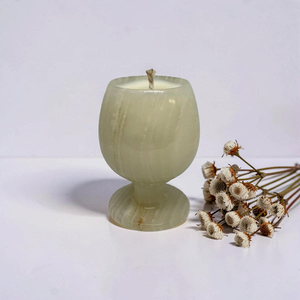 Repurposed Mini Onyx Goblet Candles - Soft Sandalwood-0