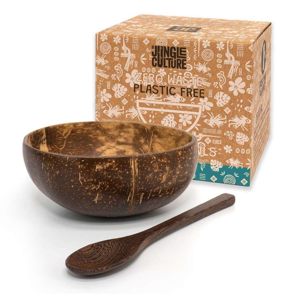 Patterned Coconut Bowl & Spoon Single Set-0