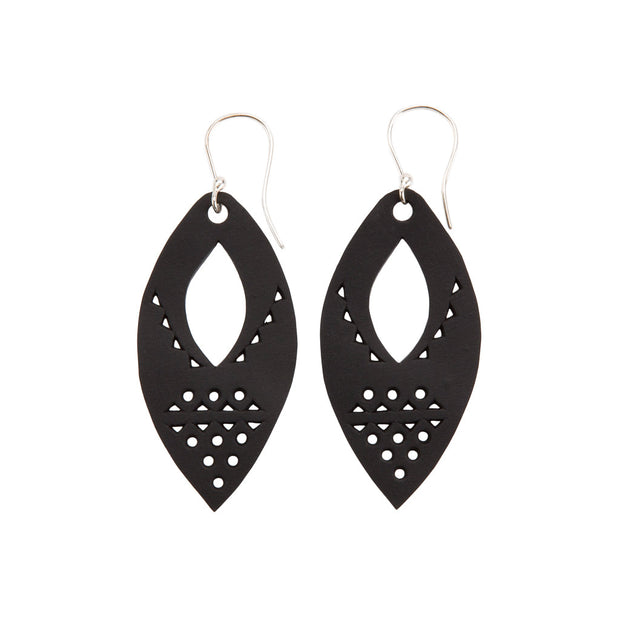 Marquise Intricate Recycled Rubber Earrings-3