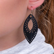 Marquise Intricate Recycled Rubber Earrings-2