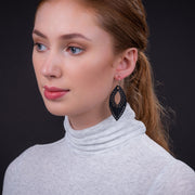 Marquise Intricate Recycled Rubber Earrings-1