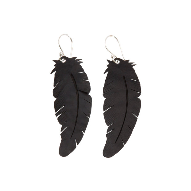 Upcycled Angel Rubber Feather Earrings Eco Jewelry-0
