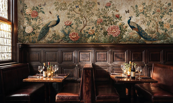 Peacock Garden Peony Wall Mural-0