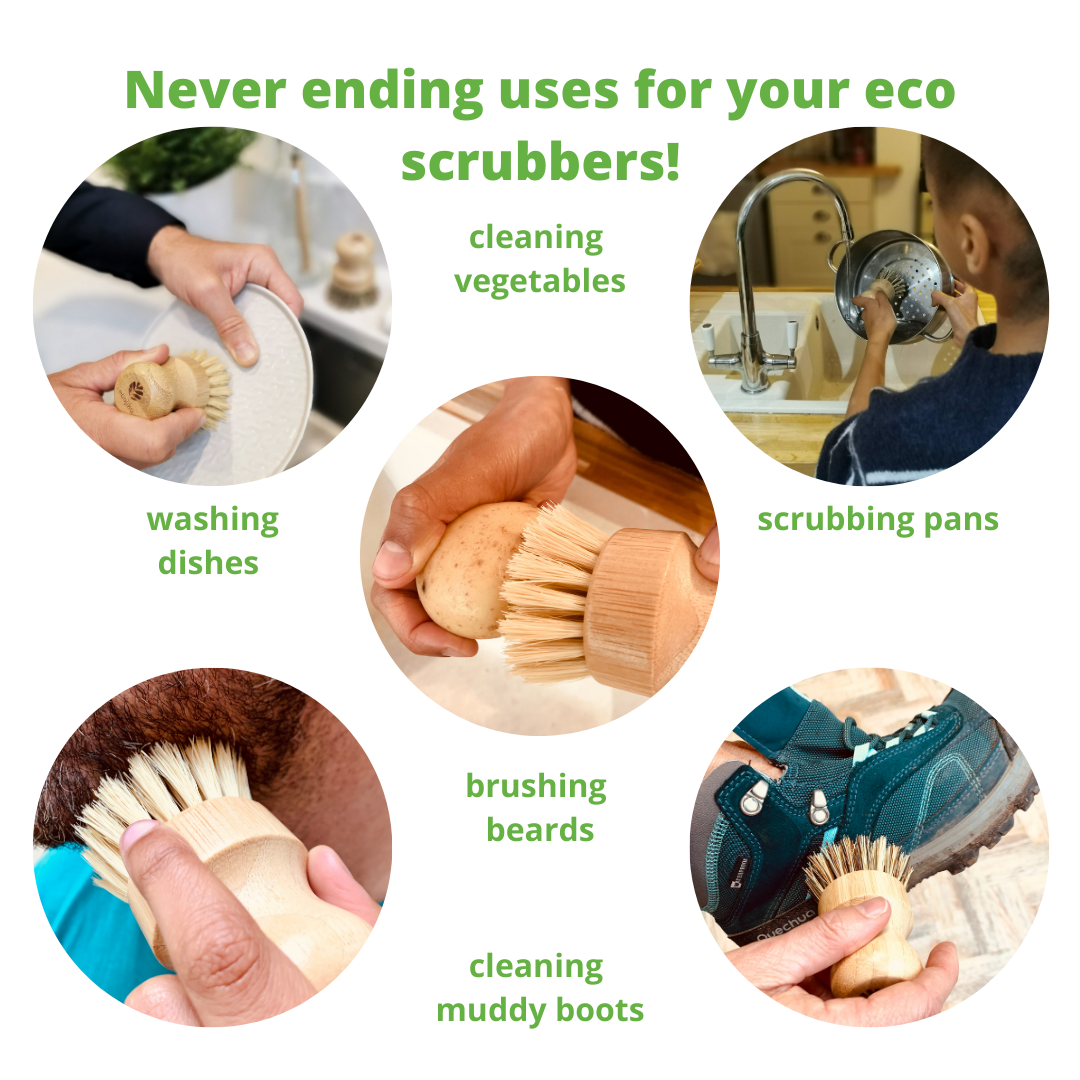 Mum 'You're Fab' Scrubbing Brushes | Natural Plant Based Bamboo Kitchen Cleaning Brushes-3