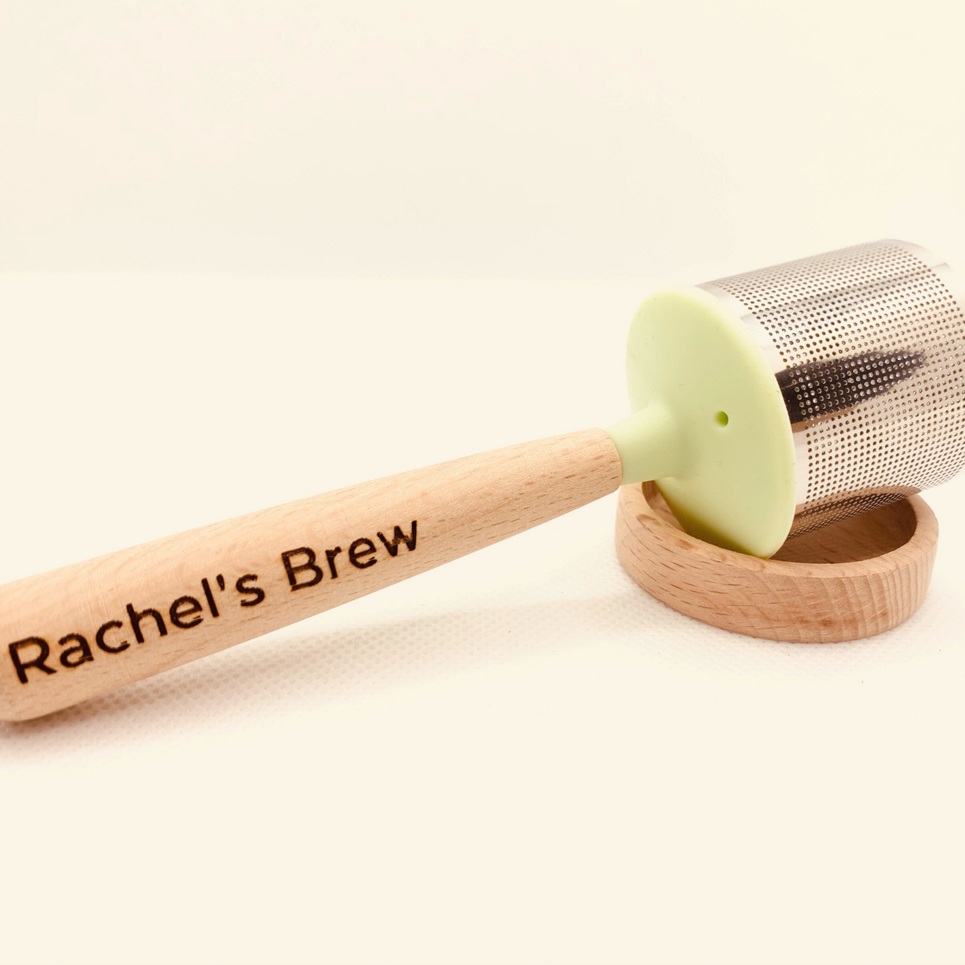 Personalised Tea Strainer | Loose Leaf Tea Beech Wood and Stainless Steel Tea Infuser Strainer-2