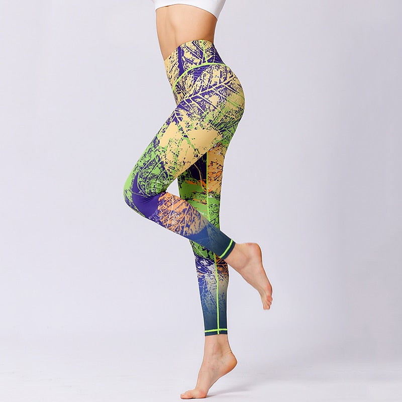 Women Yoga Pants Workout Leggings Fitness Sport Print Athletic Pants-2