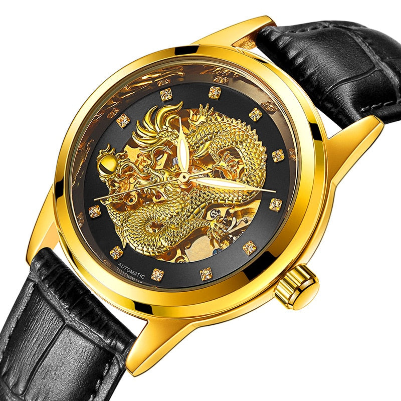  Automatic Watch Men Skeleton Gold -3