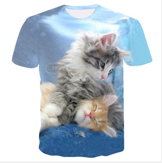 Night cat lady T-shirt women's short sleeves top 3d harajuku Tees top plus size animal T-shirt t shirt women-10