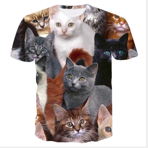 Night cat lady T-shirt women's short sleeves top 3d harajuku Tees top plus size animal T-shirt t shirt women-4