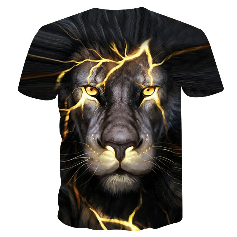 Newest 3D Print Lightning lion Cool T-shirt Men/Women Short Sleeve Summer Tops Tees T shirt Fashion-2