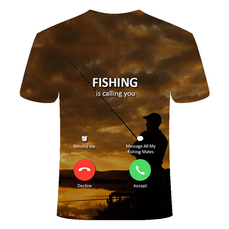 3D Print Funny Fishing Shirts Rod O-neck-2