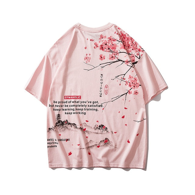 Japanese Geisha Tshirt Streetwear Short Sleeve T Shirt Japan Cotton Tops Tees Men Harajuku Hip Hop T-Shirt-5