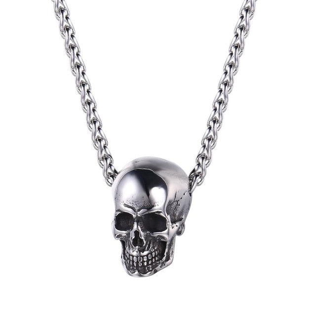 Halloween Jewelry Skull Necklace Stainless Steel Gothic Biker Pendant & Chain For Men/Women Punk Gift Gold/Black Color-3