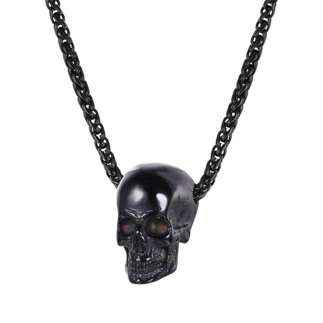 Halloween Jewelry Skull Necklace Stainless Steel Gothic Biker Pendant & Chain For Men/Women Punk Gift Gold/Black Color-5