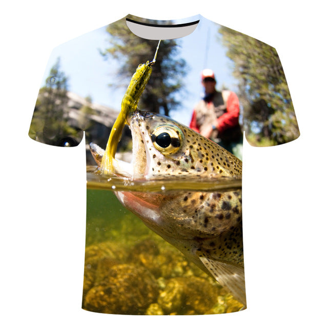 3D Print Funny Fishing Shirts Rod O-neck-3