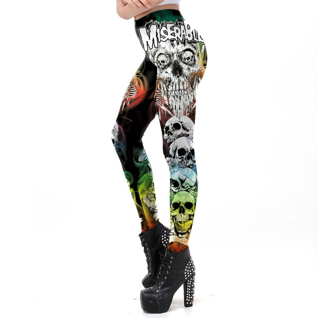 Halloween Miserable Skull Leggings For Women Trending Product Gothic Cross Tomb Legins Ghost Ankle Pant-0