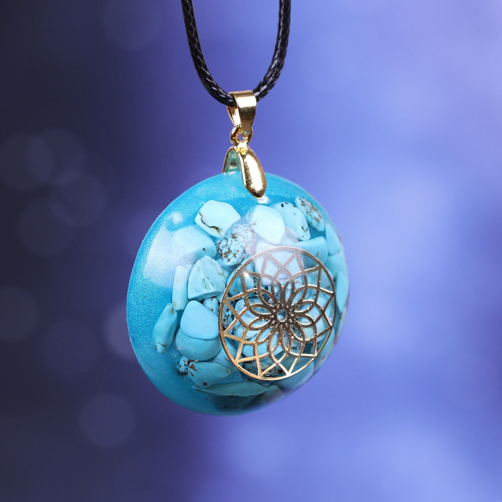 Orgonite Energy Pendant Turquoises Reiki Stone Pendant Yoga Necklace Glamour Jewelry For Woman-3