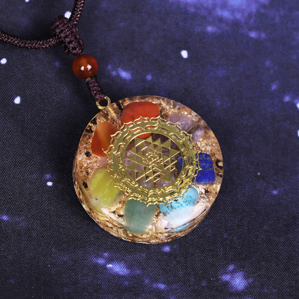 Orgonite Pendant Chakra Reiki Healing Necklace Yoga Energy Sweater Chain Necklace For Women Men Jewelry-3