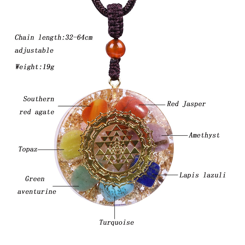 Orgonite Pendant Chakra Reiki Healing Necklace Yoga Energy Sweater Chain Necklace For Women Men Jewelry-4