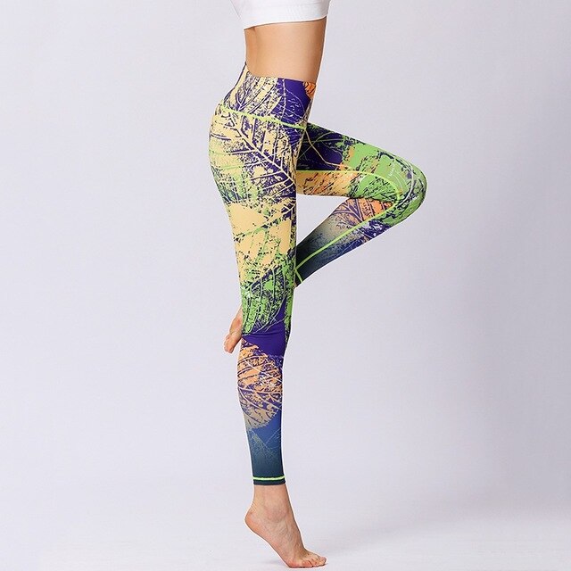 Women Yoga Pants Workout Leggings Fitness Sport Print Athletic Pants-5