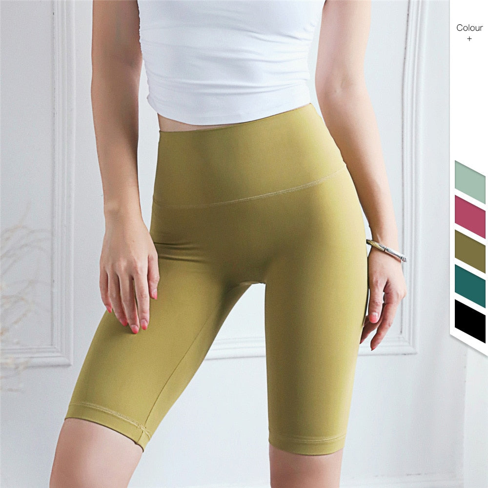 Nuls Skin-Friendly Fitness Shorts Hot Chrysanthemum High Waist Tight Yoga Shorts Running Workout Shorts Women-0