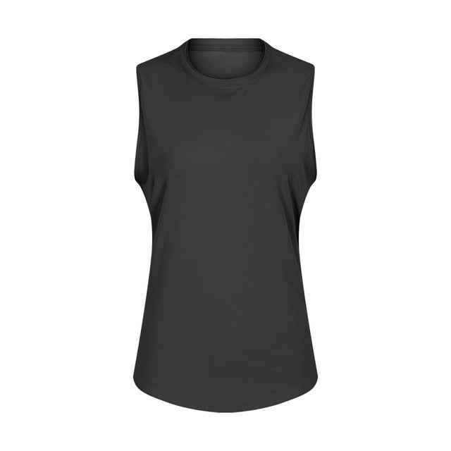 Anti-sweat Cotton Plain Workout Yoga Tank Tops Vest Women-0