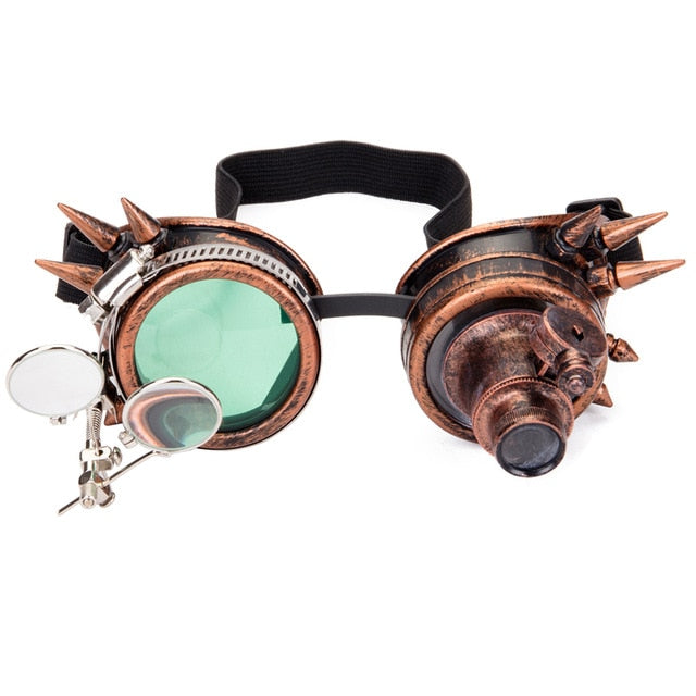 Rivet Goggles Men Steampunk Vintage Round Sun Glasses -4