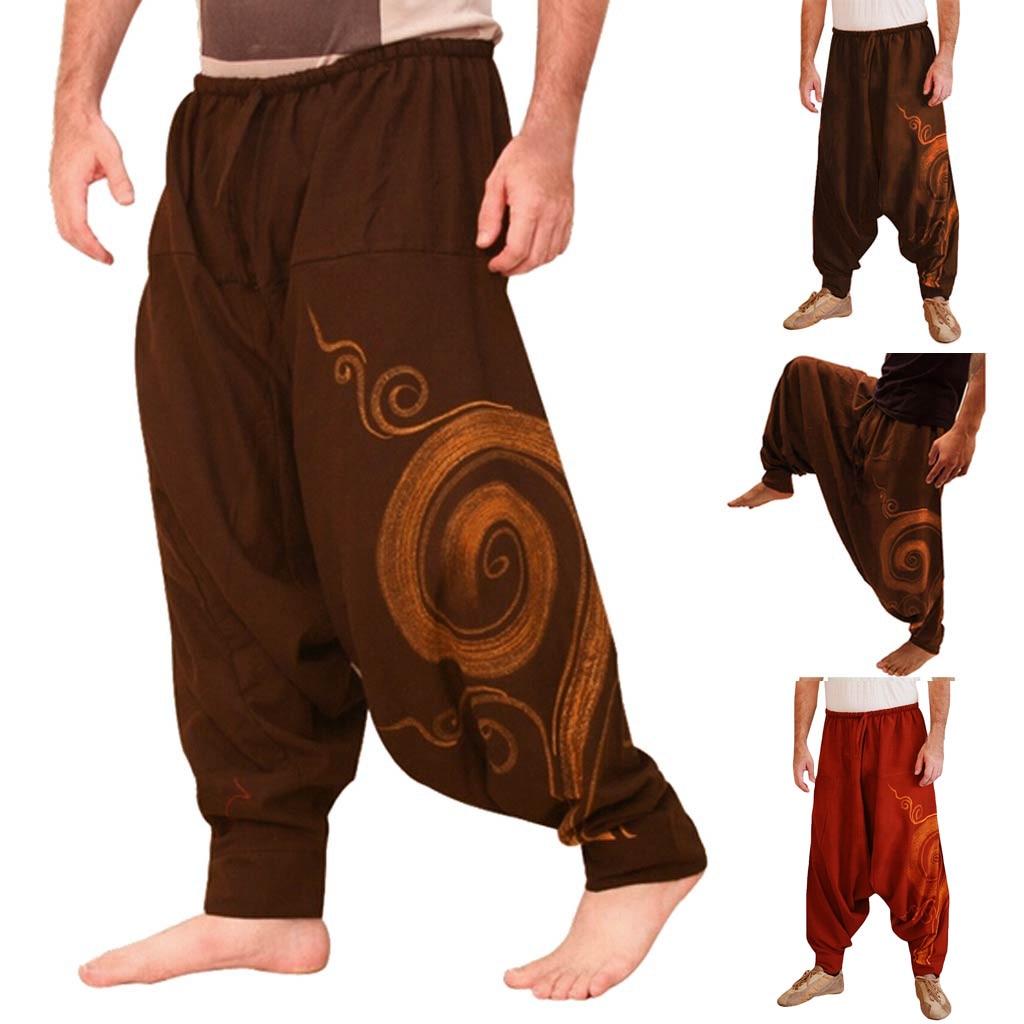 Men Ethnic Printed Overalls Casual Pocket Sport Yoga Work Casual Trouser Pants leggins yoga sports tights Dropshiping#XB25-0