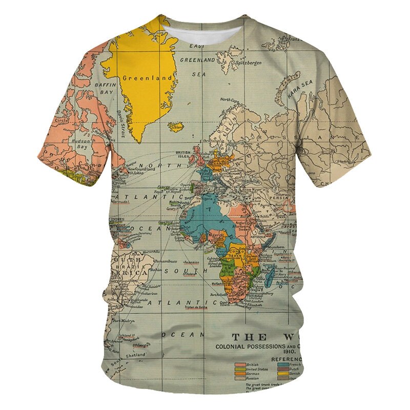 World Map T-shirt Funny T Shirts Summer Fashion Anime Tshirt 3D T Shirt Mens Clothing Tops Tees 2020 New Fashion-4