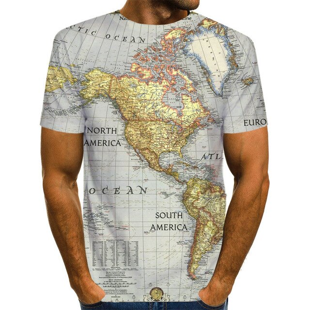 World Map T-shirt Funny T Shirts Summer Fashion Anime Tshirt 3D T Shirt Mens Clothing Tops Tees 2020 New Fashion-6