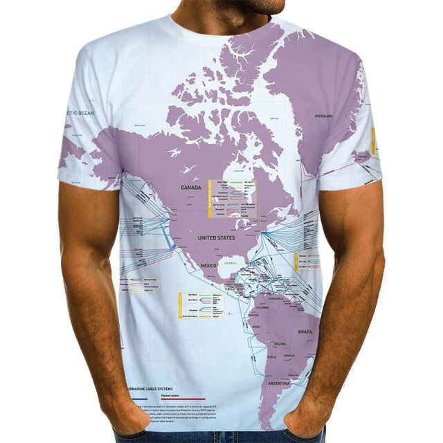 World Map T-shirt Funny T Shirts Summer Fashion Anime Tshirt 3D T Shirt Mens Clothing Tops Tees 2020 New Fashion-7