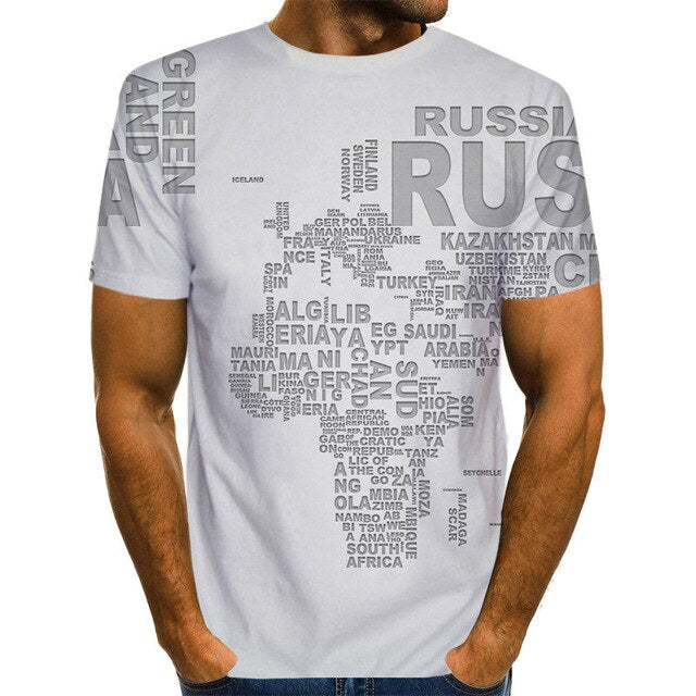 World Map T-shirt Funny T Shirts Summer Fashion Anime Tshirt 3D T Shirt Mens Clothing Tops Tees 2020 New Fashion-9