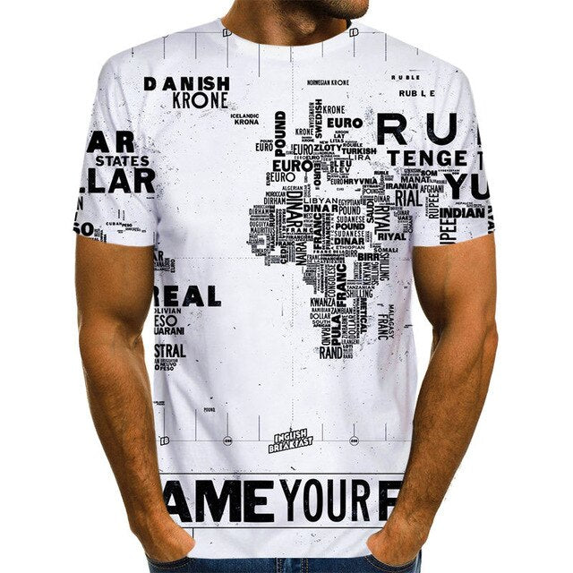 World Map T-shirt Funny T Shirts Summer Fashion Anime Tshirt 3D T Shirt Mens Clothing Tops Tees 2020 New Fashion-10