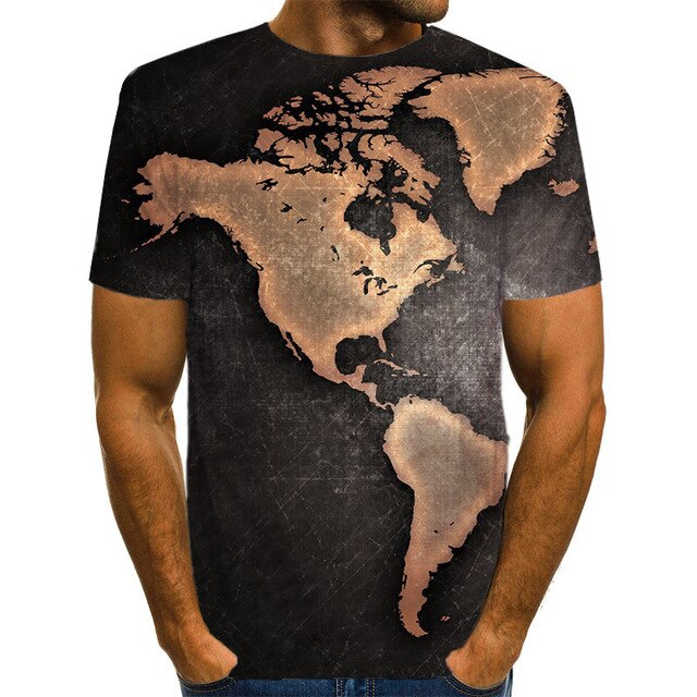 World Map T-shirt Funny T Shirts Summer Fashion Anime Tshirt 3D T Shirt Mens Clothing Tops Tees 2020 New Fashion-12