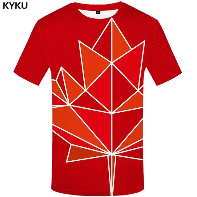 Maple Leaf T shirt Men Fireworks Tshirts Casual Canada Anime Clothes Black T-shirts 3d Psychedelic Shirt Print-10