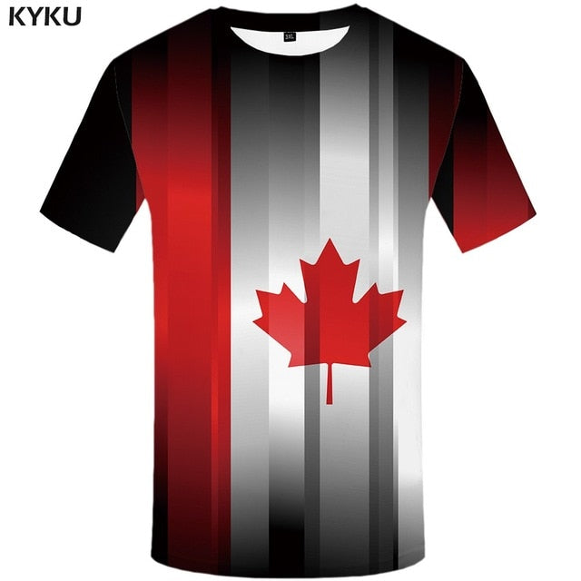 Maple Leaf T shirt Men Fireworks Tshirts Casual Canada Anime Clothes Black T-shirts 3d Psychedelic Shirt Print-11