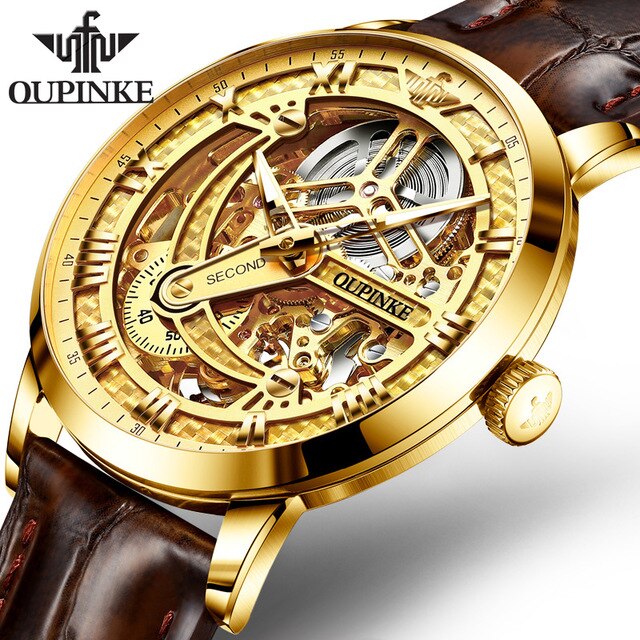 Luxury Brand Men Automatic Skeleton Mechanical Watch Fashion Classic Sapphire Watches Leather Luminous Water Resistant-5