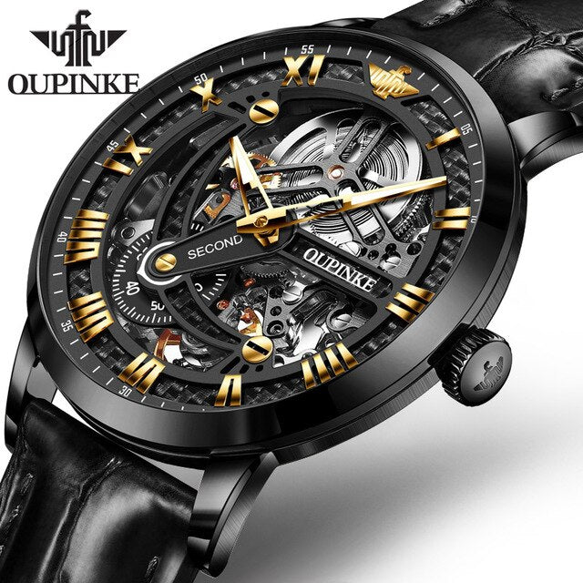 Luxury Brand Men Automatic Skeleton Mechanical Watch Fashion Classic Sapphire Watches Leather Luminous Water Resistant-6