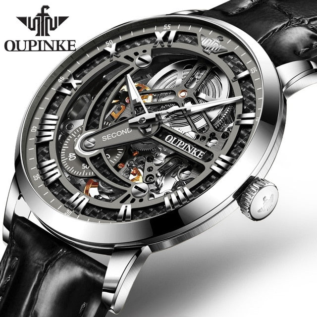 Luxury Brand Men Automatic Skeleton Mechanical Watch Fashion Classic Sapphire Watches Leather Luminous Water Resistant-7