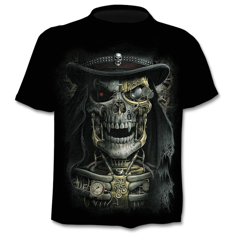 Skull graphic T-shirt horror men's T-shirt 3D fashion tops summer T-shirt men's O-neck shirt boy clothing plus size streetwear-2