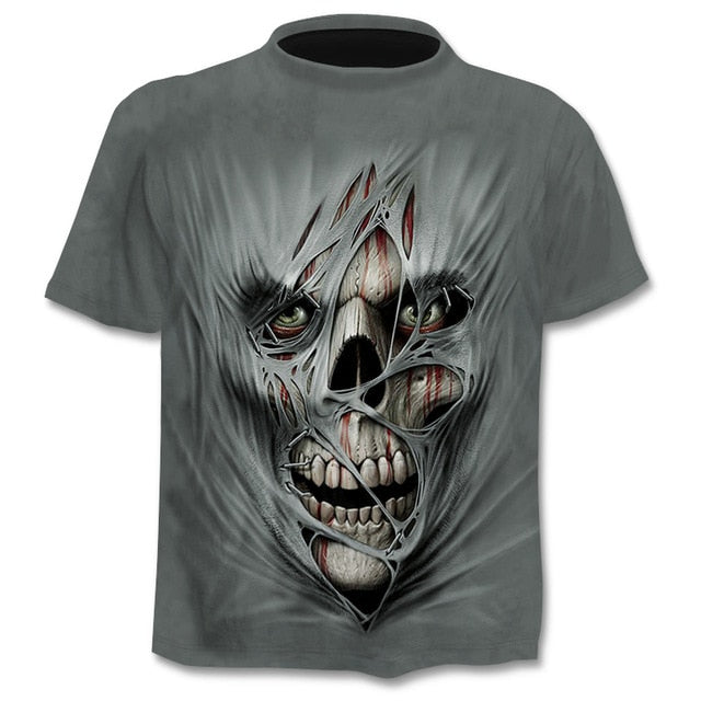 Skull graphic T-shirt horror men's T-shirt 3D fashion tops summer T-shirt men's O-neck shirt boy clothing plus size streetwear-13