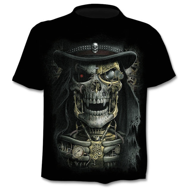 Skull graphic T-shirt horror men's T-shirt 3D fashion tops summer T-shirt men's O-neck shirt boy clothing plus size streetwear-4