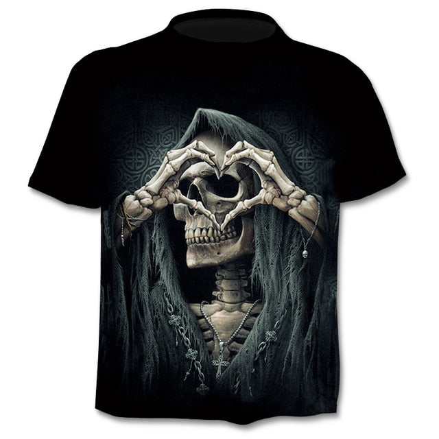 Skull graphic T-shirt horror men's T-shirt 3D fashion tops summer T-shirt men's O-neck shirt boy clothing plus size streetwear-8