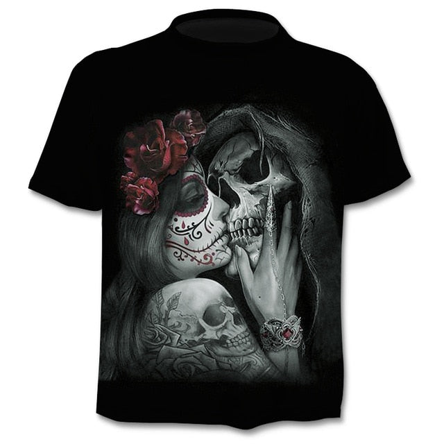 Skull graphic T-shirt horror men's T-shirt 3D fashion tops summer T-shirt men's O-neck shirt boy clothing plus size streetwear-5