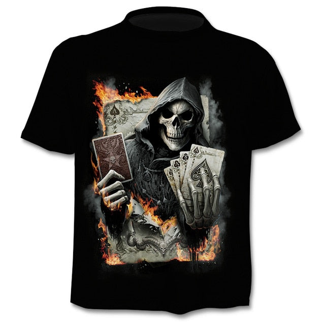 Skull graphic T-shirt horror men's T-shirt 3D fashion tops summer T-shirt men's O-neck shirt boy clothing plus size streetwear-6