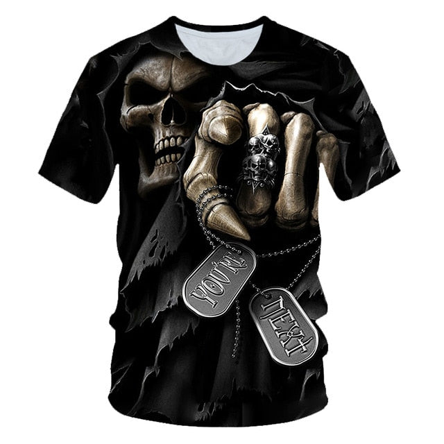 Skull Beauty Rock Cool 3D t shirts Mens Motorcycle Punk 3D Printed T shirt Men Clothes tshirt-1