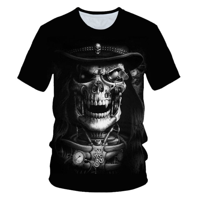 Skull Beauty Rock Cool 3D t shirts Mens Motorcycle Punk 3D Printed T shirt Men Clothes tshirt-14